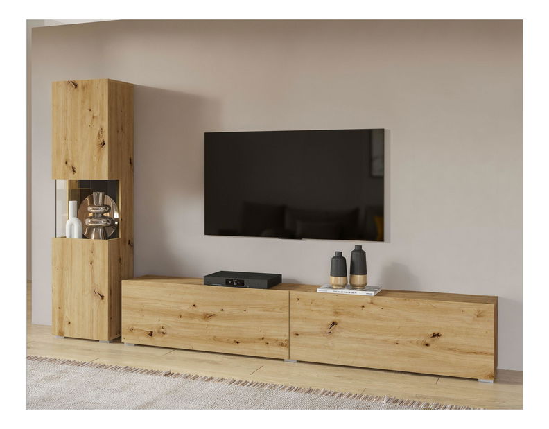 Mobilier living Avernic Typ 09 (negru + Stejar artisan)