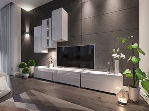 Mobilier living Disen (alb + alb lucios)