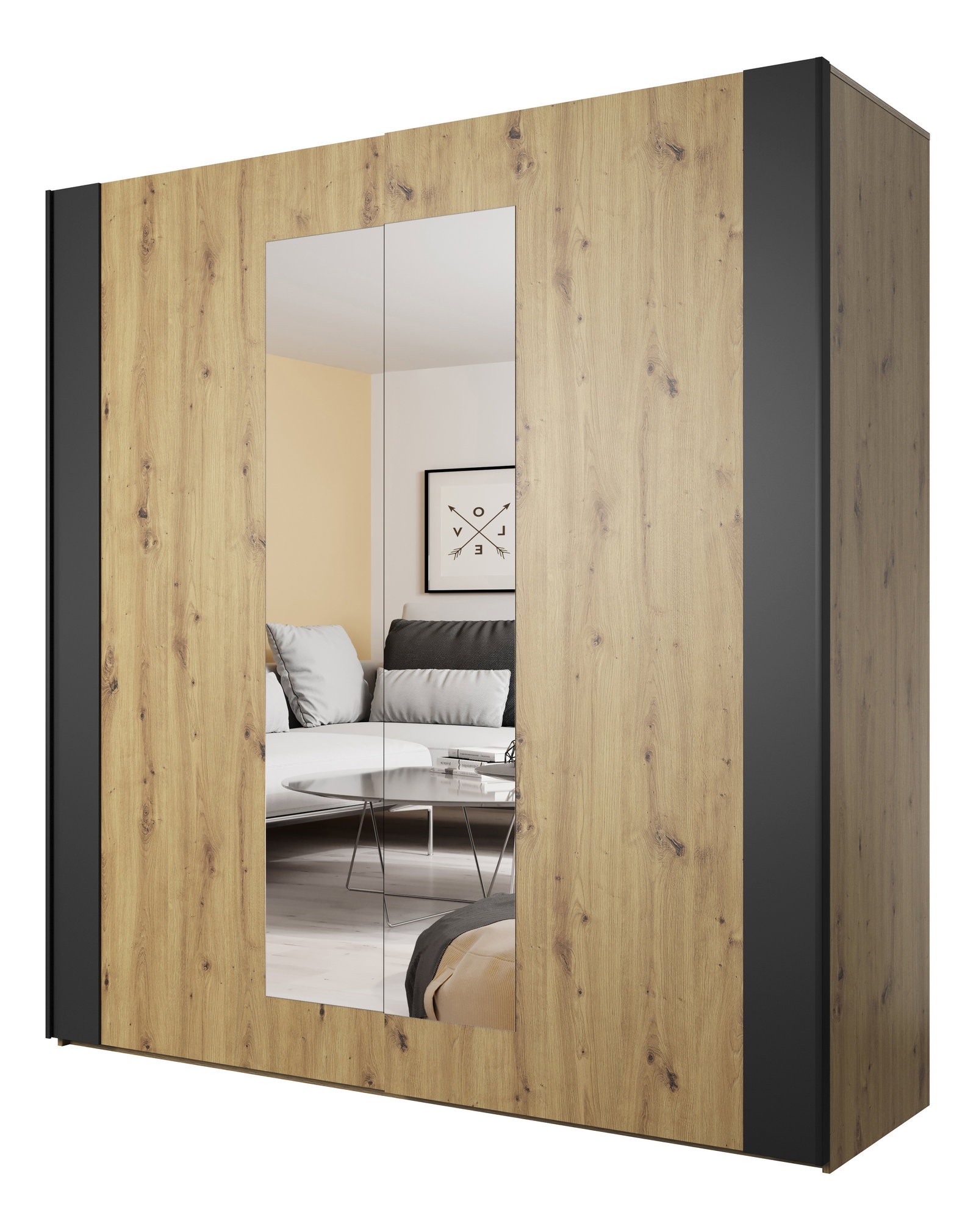 Ruhásszekrény Signat Typ 18 (fekete + artisan tölgy)