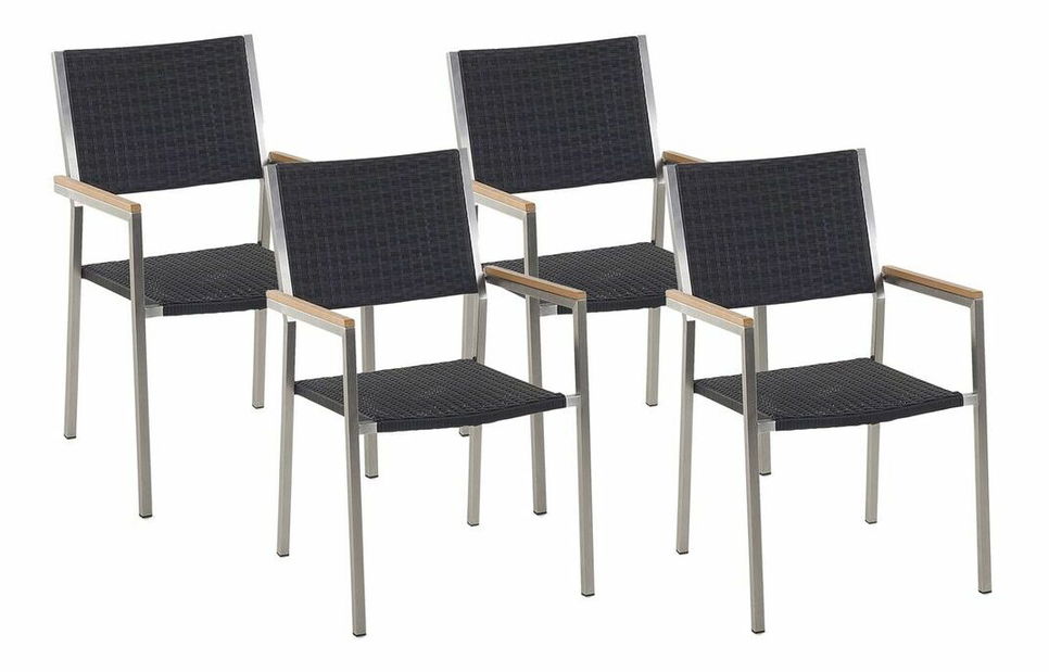 Set 4 buc scaune de grădină Giggles (negru ratan)