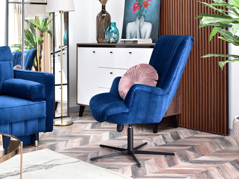 Relaxačné kreslo Elesenta (tmavomodrá + čierna)