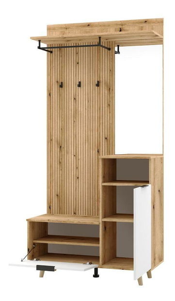 Mobilier hol Nadrano (stejar evoke + alb) 