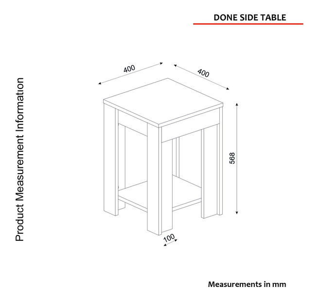 Príručný stolík Nobudi (biela + tmavohnedá) 