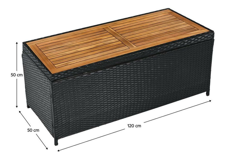 Záhradný úložný box Bilius (čierna + prírodná + krémová)