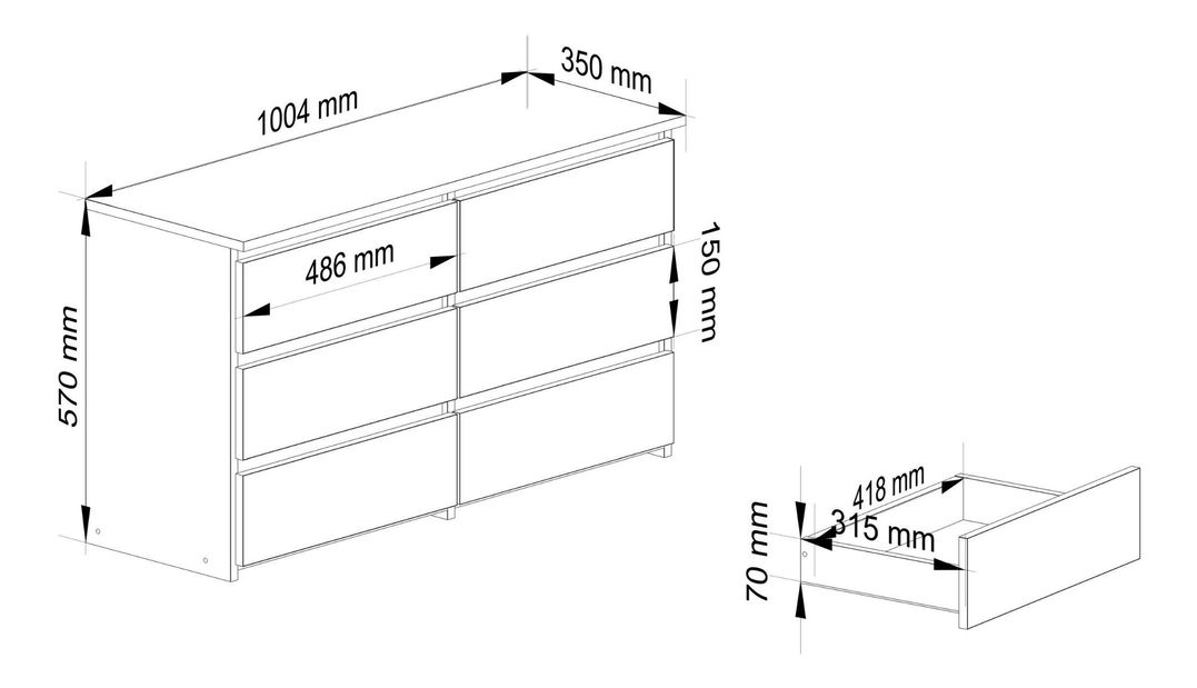 Comodă Crueldad (grafit + stejar artisan)