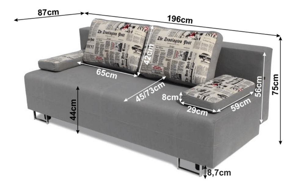 Pohovka trojsedačka Elisota (sivá)