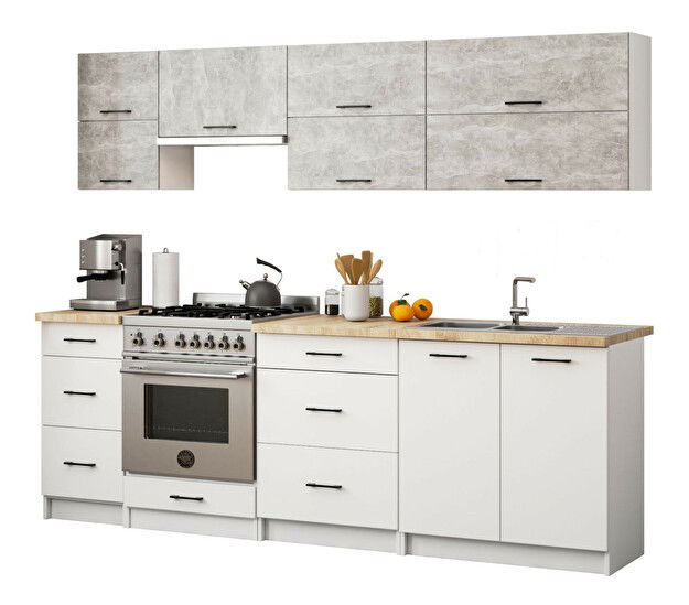 Felső konyhaszekrény Organo 80 G2 (fehér + beton)