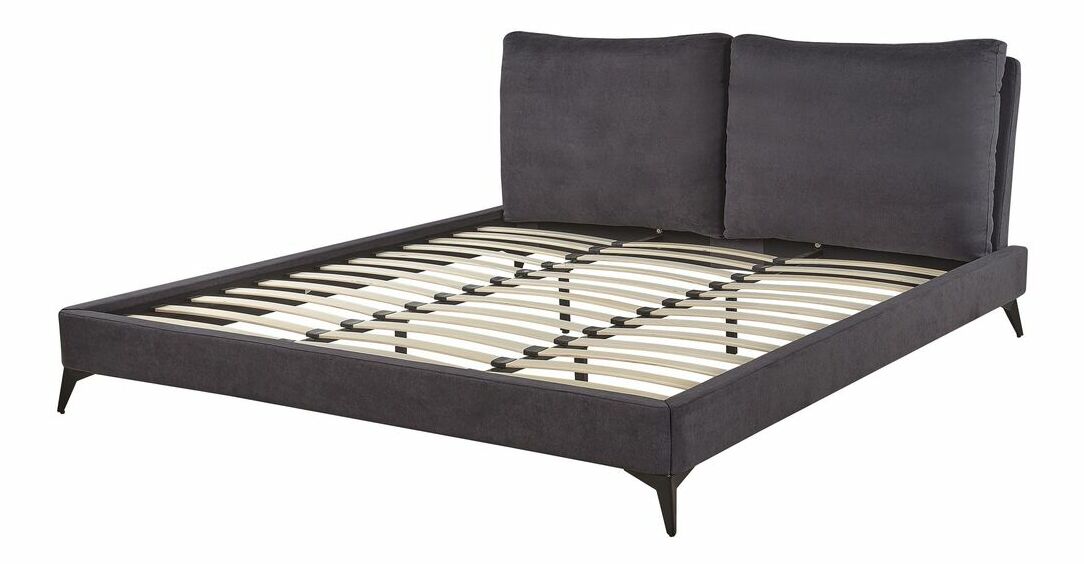 Bračni krevet 180 cm MELIA (poliester) (tamnosiva) (s podnicom)