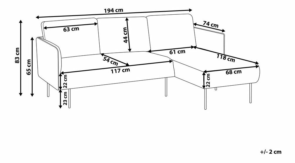 Rohová sedačka VETRAN (modrá) (L)