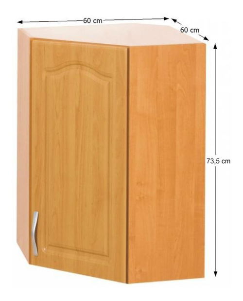 Horná kuchynská skrinka, rohová Leite MDF klasik W60/60/P jelša (P) *bazár