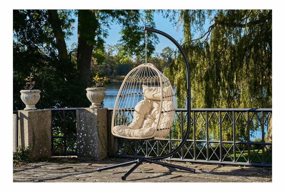 Scaun suspendat Psaveria (bej + gri + negru)