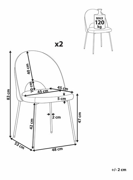 Set 2 ks jedálenských stoličiek Clarissa (ružová)
