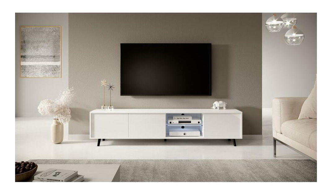 Masă TV Gal (cu iluminat) (alb)