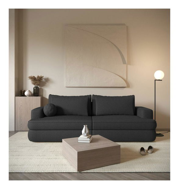 Canapea trei locuri Mello (gri închis + negru)