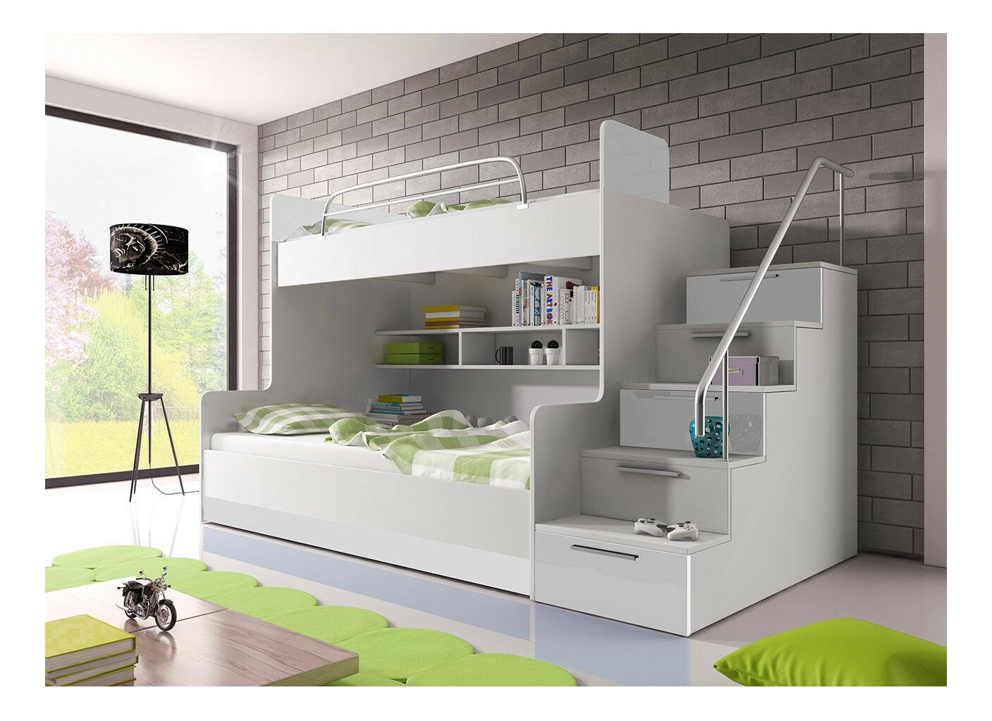 Krevet na kat Paralia II (bijela + bijeli sjaj) (D)