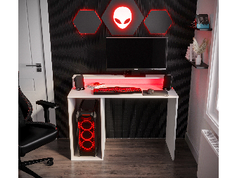 Gaming PC stol Garrick 2 (biely) (s LED RGB rasvjetom)