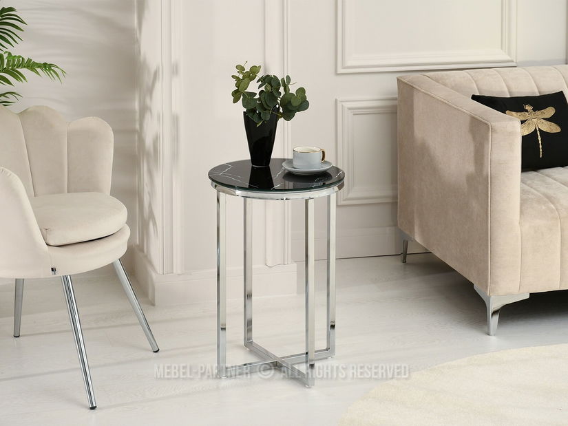 Stolić za kavu Calvis (crni mramor + krom)