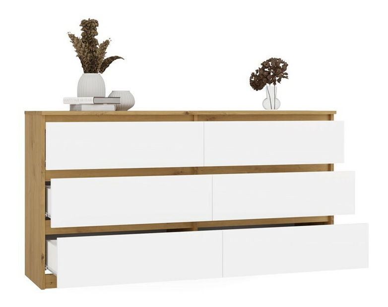 Comodă Musecalo 6 140 (stejar artisan + alb)