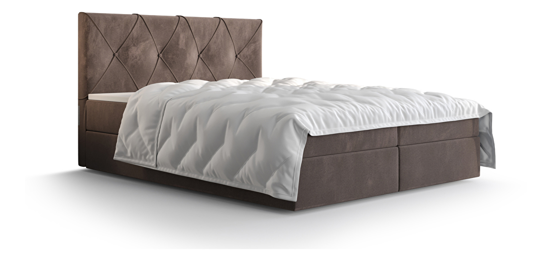 Bračni krevet Boxspring 160 cm Athena Comfort (smeđa) (s madracem i prostorom za odlaganje)