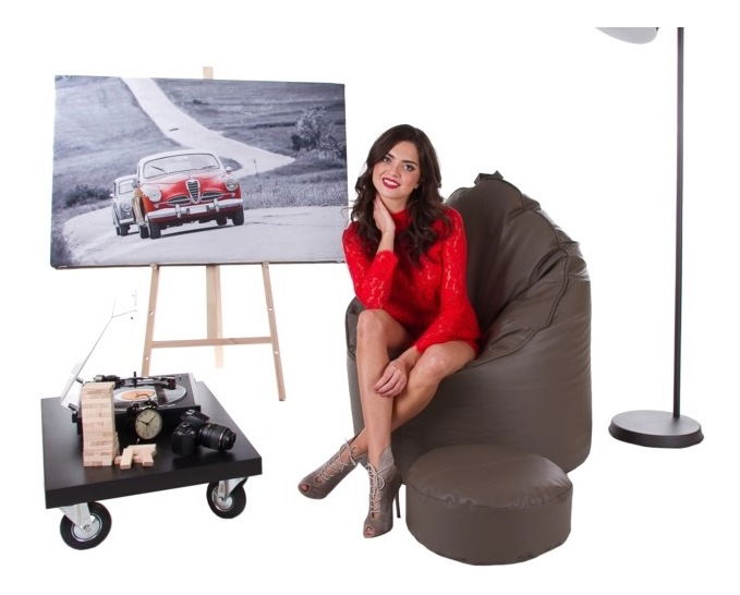 Fotoliu puf cu taburete Cocco XXXL (maro)