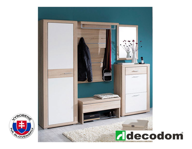 Šatníková skriňa Decodom Berlingo dub pílený bardolino + lesk biely vysoký