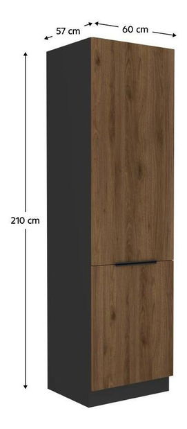 Élelmiszer konyhaszekrény Monzesa 60 DK 210 2F (okapi dió + fekete) 