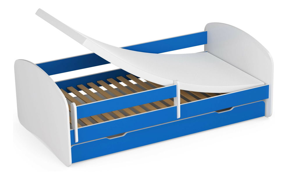 Pat pentru copii Pranshi III (albastru) (cu saltea)