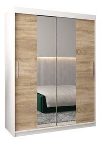 Ruhásszekrény 150 cm Toki 1 (matt fekete + szonoma tölgy)