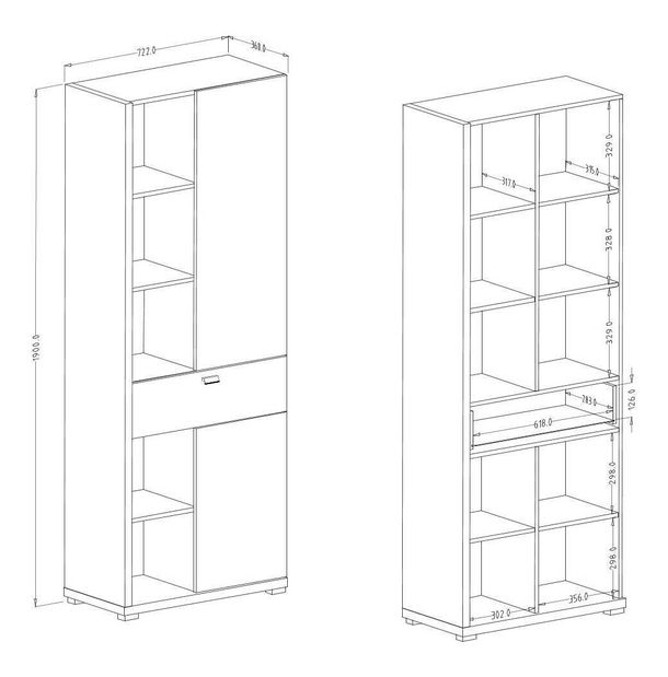 Komoda Laree Tip 12 (hrast flagstaff + bijeli sjaj)
