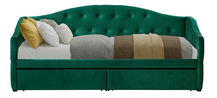 Pat de o persoană (divan) 90 cm Zonas (verde) (cu somieră) (cu sp. depozitare)