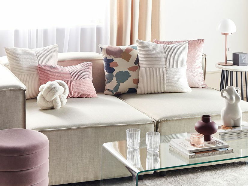 Sada 2 ozdobných vankúšov 43 x 43 cm Milie (biela)