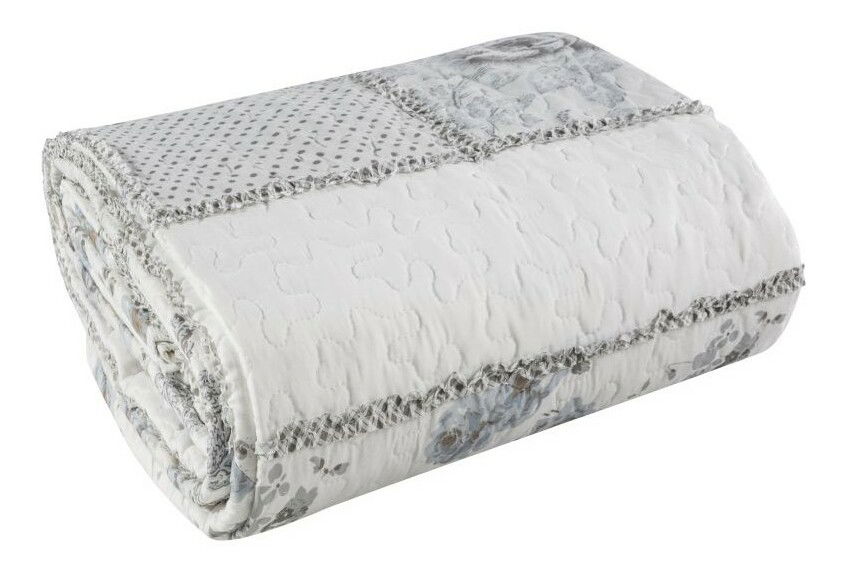 Prehoz na posteľ 240x220 cm GINNY (biela + oceľová)