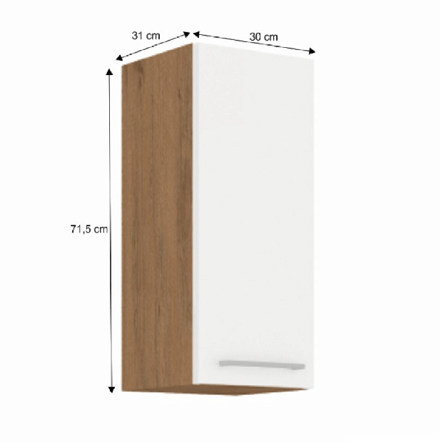 Horná kuchynská skrinka 30 G-70 1F Velaga (biely lesk + dub lancelot)