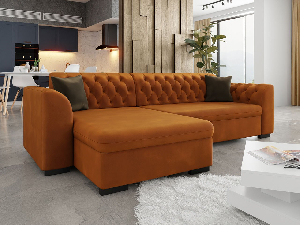 Kutna sofa na razvlačenje Leon (L) (Magic Velvet 2213 + Magic Velvet 2213 + Magic Velvet 2205)