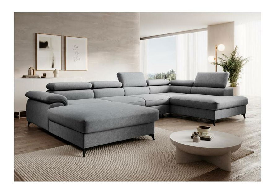 U alakú sarokkanapé Coly (szürke) (tárolóhellyel) (J)