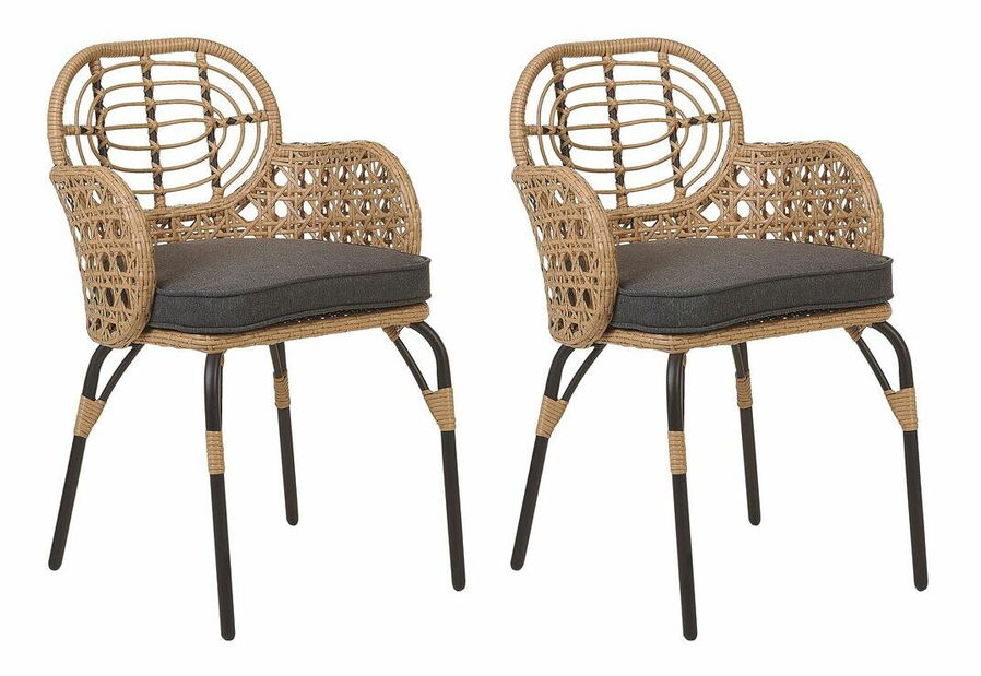 Set 2 buc scaune de grădină Praza (natural + gri)
