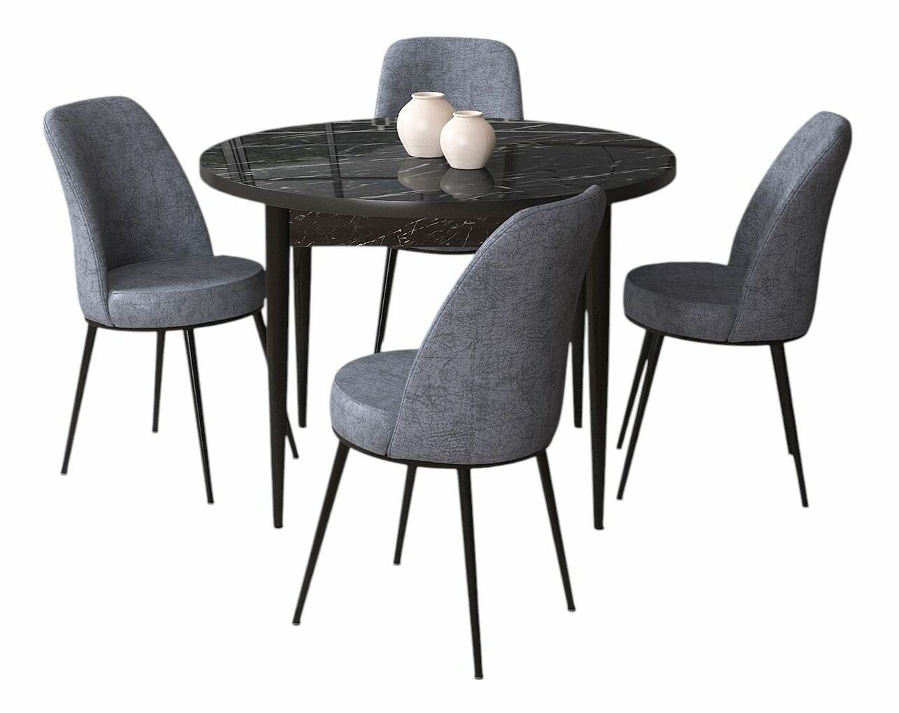 Jedálenský set Torra (mramor čierny + dymová) (pre 4 osoby)