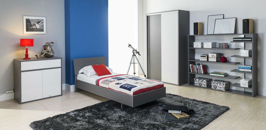 Jednolôžková posteľ 80cm Irlam Z22 (sivá + lesk biely) (s roštom) (s úl. priestorom)