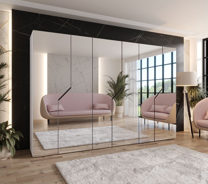 Szekrény Alaris 3 300 (fehér + fekete) (tükörrel)