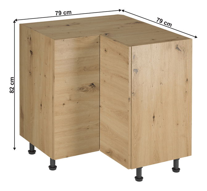 Dulap inferior de bucătărie, de colț D90N Langari (stejar artisan)