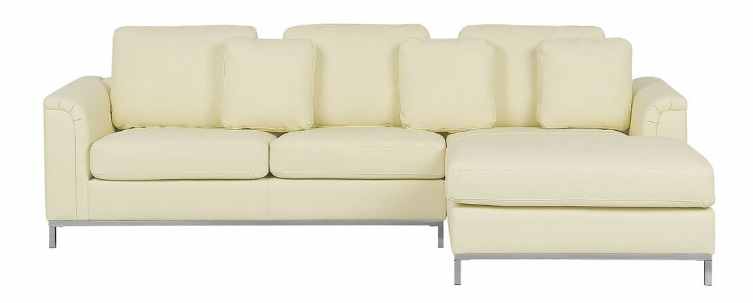 Kožená rohová sedačka Oulu (béžová) (P)