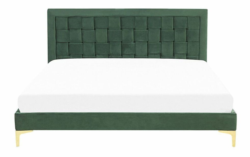 Manželská posteľ 180 cm LIMO (polyester) (tmavozelená) (s roštom)