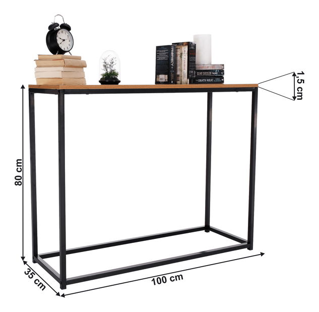 Konzolni stolić Kembi (hrast + crna)