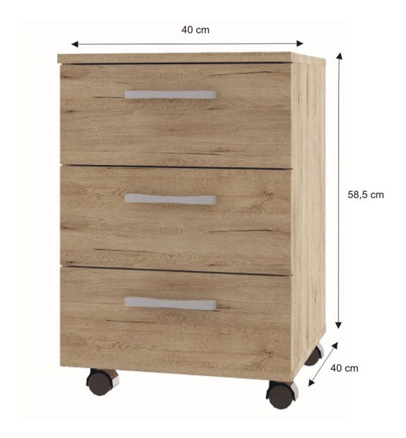 Skrinka na kolieskach Oscroft (dub san remo)