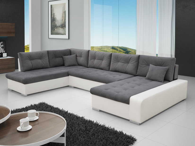 Rohová sedačka U Nomia (sivá + biela) (L)