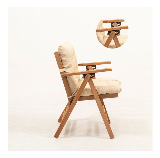 Vrtni set stol i stolice Kikadu 2 (prirodna + krem) (za 2 osobe)