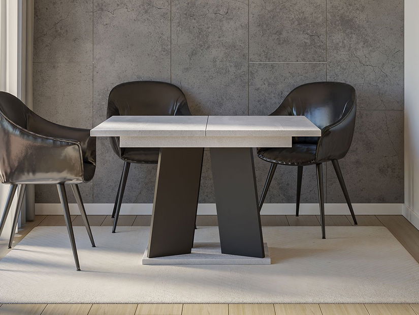 Masă sufragerie extensibilă 120 cm Jeremias (Gri + Negru) (pentru 4-6 persoane)