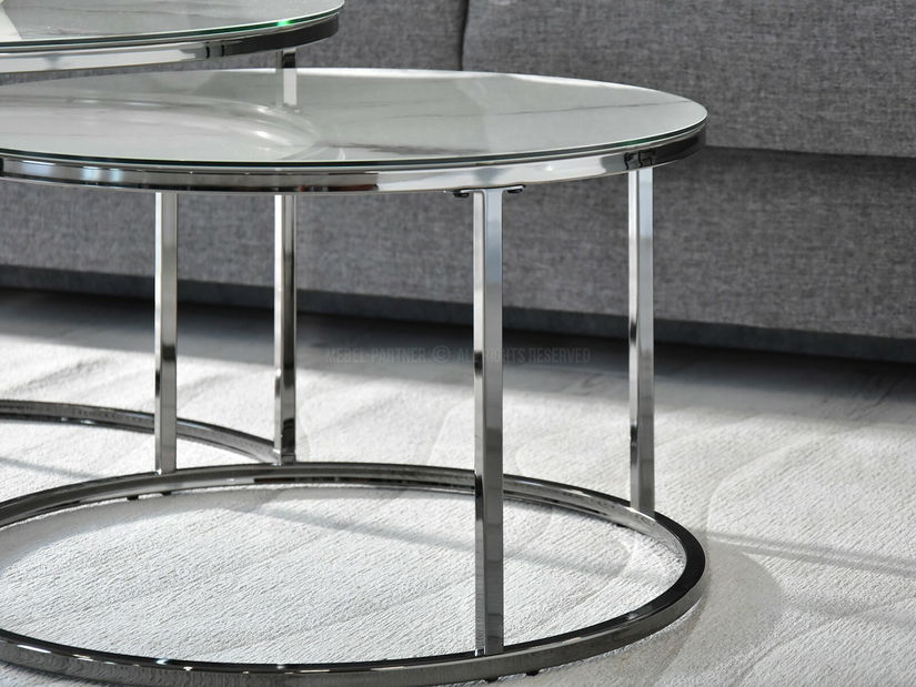 Dohányzóasztal Grande (fehér márvány + fekete)