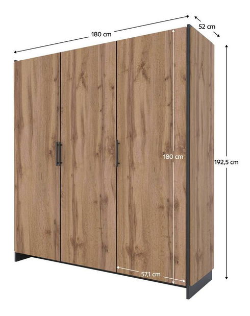 Dulap de haine Adivinaba 2 (stejar wotan + negru) 