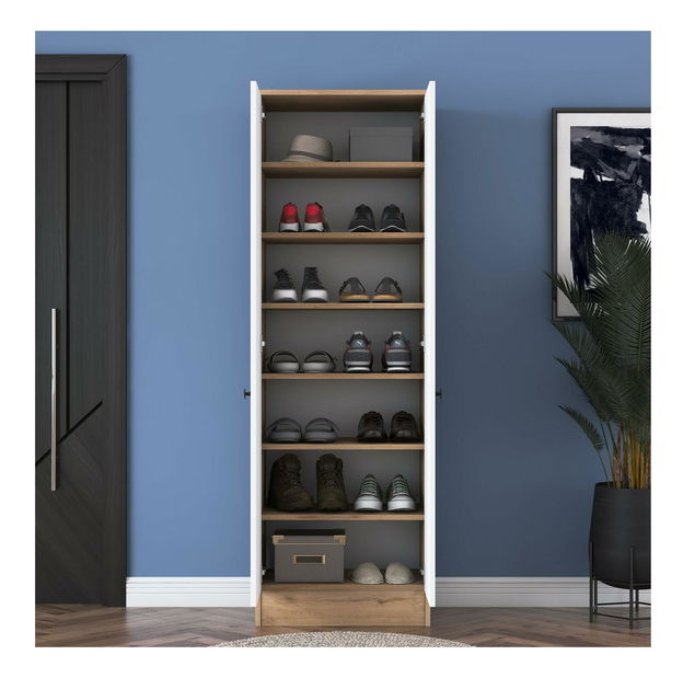 Dulap cu rafturi Pixie 13 (nuc + alb) *lichidare de stoc